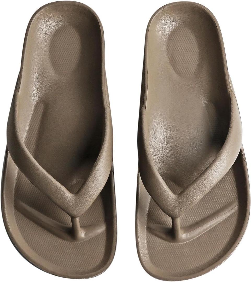 Arch Support Flip Flops for Women and Men Soft Cushioning EVA Thong Sandals with Thick Sole, Non-Slip Quiet Outsole, Shock Absorbing Shower & Beach Flip Flops, 7.5-8.5 Women/6-7 Men