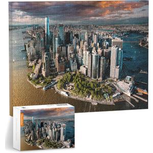 Puzzle Canvas Wall Art 366 Plastic Pieces for Adults - Henry Do - Aerial Photography - New York City, USA - Unique Gift & Home Dcor with Jigsaw Puzzle Artwork [HN1308]