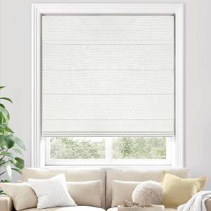 UNISHADES 100% Blackout Cordless Roman Shades for Indoor Windows & French Doors, 34 1/4" W 48" H - Blackout - Natural