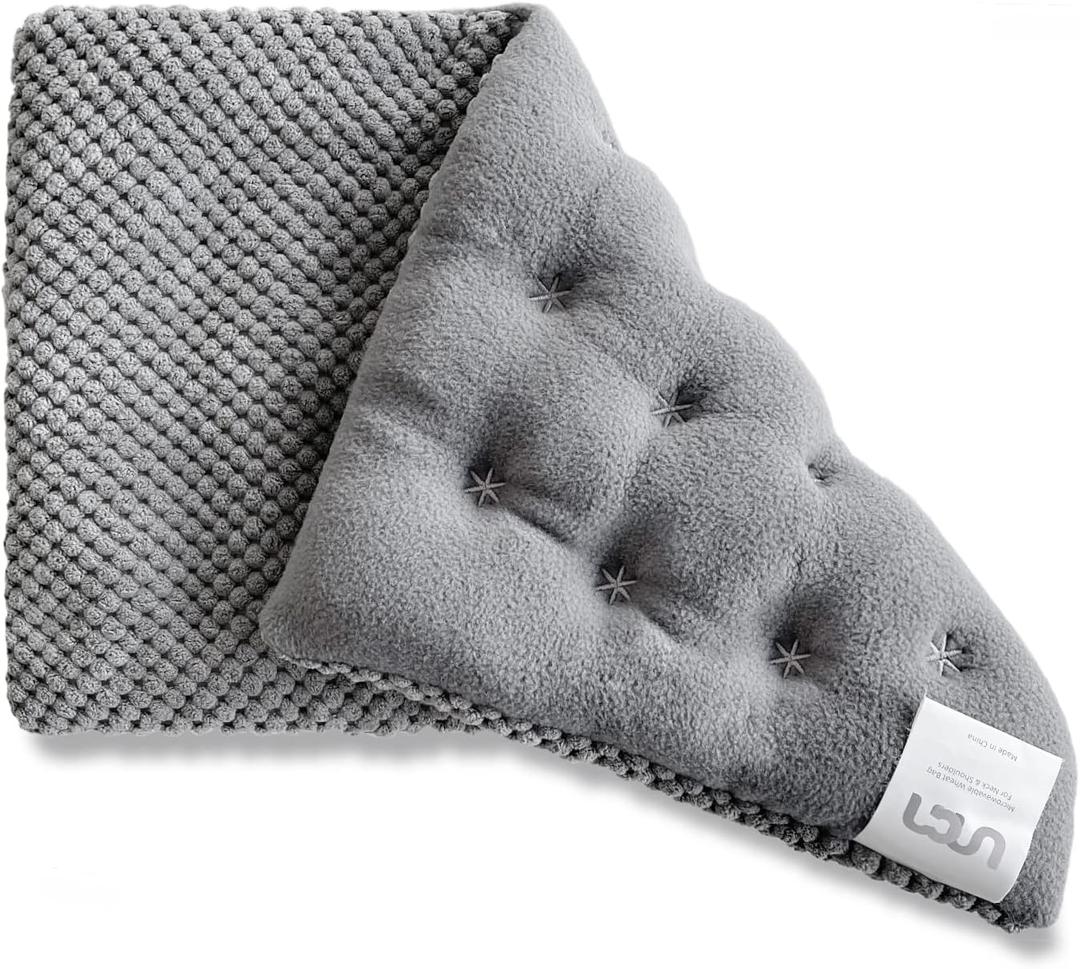 UNCN Wide Microwave Heating Pad 15 x 9 Inches with Washable Cover - Scented Free Wheat Cushion for Back, Neck, Shoulder and Belly - Star-like Design Heat Plaster (Normal Size, Grey)