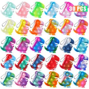 Dinosaur Pop Fidget Toys Bulk Its 30 Pack Dinosaur Party Favors for Kids 4-8 8-12 Mini Dino Pop Keychain It Fidget Toy Fidgets for Classroom Prizes Student Carnival Birthday Goodie Bag Stuffers Filler