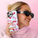 Case for iPhone 14 Pro Max Case,Cute Pink Ribbon Bow Cherry Pattern Phone Case with Shockproof Slim Soft TPU and Hard PC Protective Cover for Girls Women (Glossy)