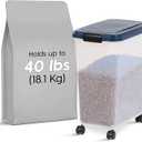 IRIS USA Airtight Dog Food Storage Container, Up to 40 lbs, Attachable Wheels, For Dog Cat Bird and Other Pet Food Storage Bin, Keep Fresh, Translucent Body, Easy Mobility, Navy