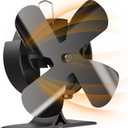 Signstek Wood Stove Fan Heat Powered,Fireplace Fan for Wood/Log Burner/Fireplace/Heater, Non Electric, Quiet,Thermal Fan Black Stove Fans 4 Blades Upgrade Large size