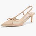 Coutgo Womens Kitten Heels Slingback Mesh Pumps Bow Tie Closed Pointed Toe Two Tone Slip on Work Dress Shoes 8