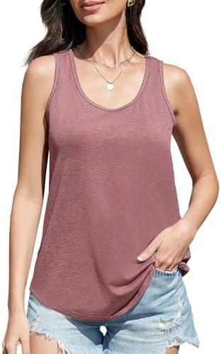 ARMY VANCA  Womens Scoop Neck Tank Tops Loose Fit Flowy Sleeveless Tops Casual Summer Outfits 2XL