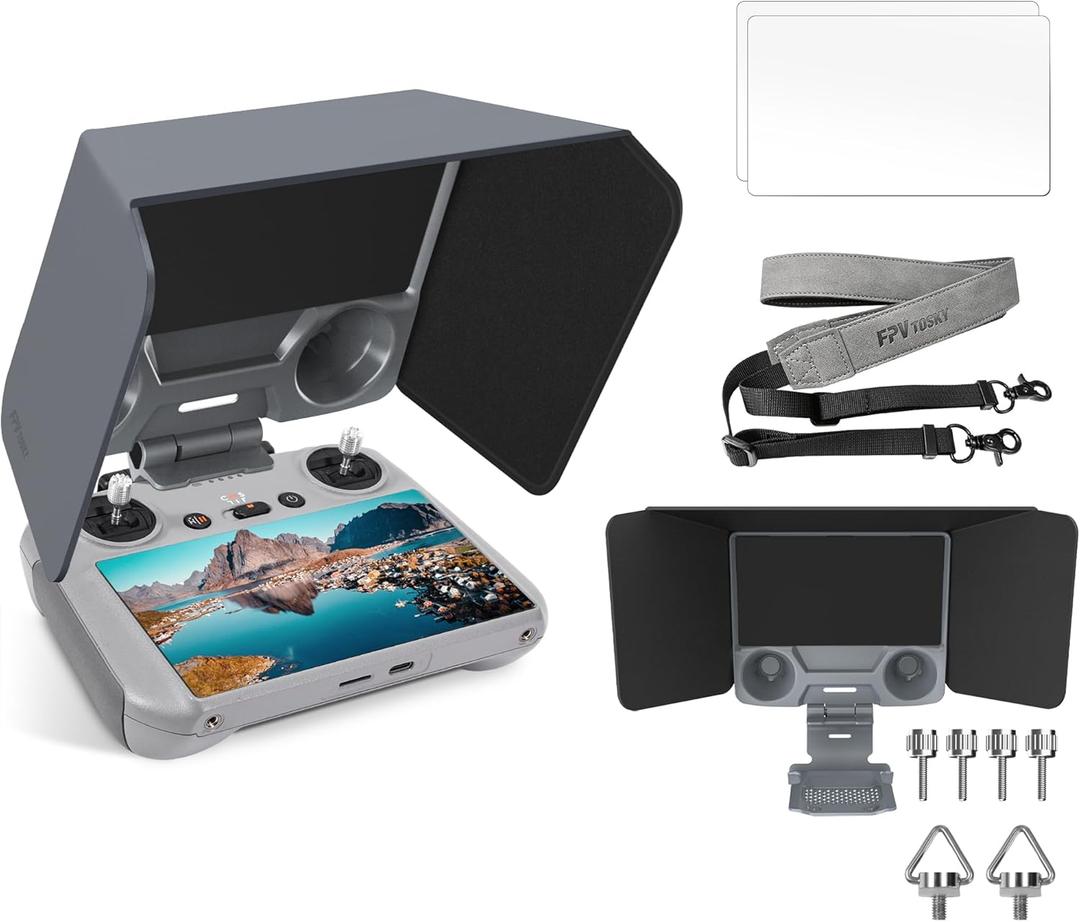 FPVtosky RC 2 Controller More Protector Kit for DJI Mini 4 Pro / Flip Accessories, Kit includes RC 2 Sun Hood Cover, RC 2 Lanyard, RC 2 Screen Protection x 2, DJI RC 2 Accessories, DJI Air 3 Accessories