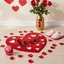 Valentines Day Bath Rug Heart Shaped Non Slip Mat Indoor Entryway Floor Rug for Entrance Outside Home Kitchen Living Room Bathroom Decor 23.6x23.6 (Style1)