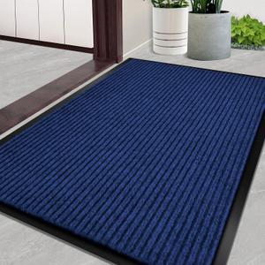Door Mat Heavy Duty Outdoor Indoor Doormat Low Profile Front Door Mat Large 48x72 inch Blue Entrance Welcome Mats Easy Clean Patio Entrance Mat Waterproof Anti-Skid Rubber Backing (3'11" x 5'11" (Rectangular))