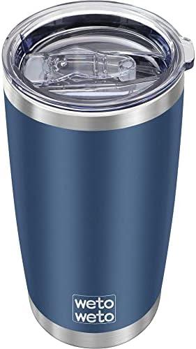 WETOWETO 20oz Tumbler, Stainless Steel Vacuum Insulated Coffee Travel Mug, Double Wall Powder Coated Insulated Coffee Mug Travel Mug with Lid Thermal Cup for Outdoor (Silver, 1 Pack)