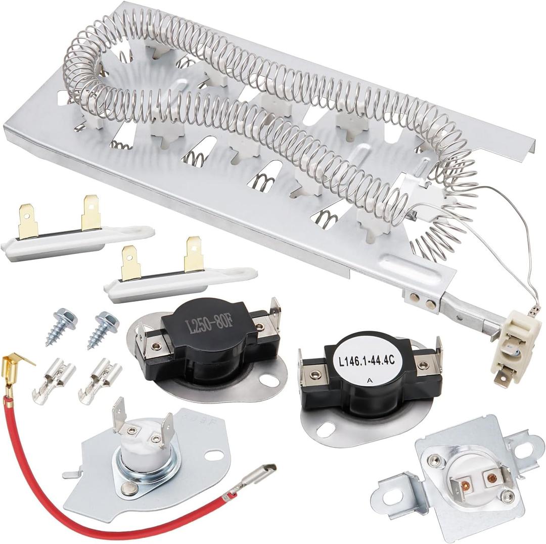 Dryer Heating Element Kit by SupHomie - Compatible with Whirlpool WED7500GW0 WED7500GC0 WED75HEFW1 WED8127LC0 WED8127LC1 WED8127LW1 WED8300SE2 WED8300SW2 WED8500DC4 WED8500DW4 WED85HEFW1 WED8540FW2