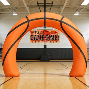 8FT Giant Basketball Inflatable Arch, Basketball Party Decorations with Game Day Banner 1Blower & Built-in 3LED Lights for Team Coach Stadium Photos Backdrop Senior Night & Birthday Blow-Up Decor