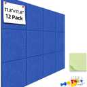 Large Cork Board for Walls - 12 Pack Bulletin Board, 47"x35" Felt Wall Tiles with Safe Removable Adhesive Tabs for Office Pin Board, Tack Board, Includes Push Pins & Sticky Tabs (Azure)
