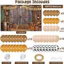 Cowboy Birthday Party Decorations Western Birthday Party Supplies, 65Pcs Cowboy Balloons and 1Pcs Western Birthday Backdrop for Cowboy Rodeo Birthday Party Country Western Baby Shower