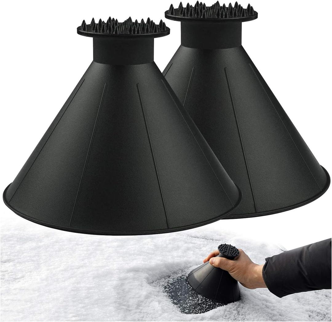 Magical Ice Scrapers for Car Windshield - 2 Pack Cone Magic Car Ice Scraper with Funnel, Round Snow Scraper for Christmas Present