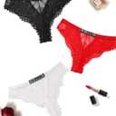 Avidlove Women Sexy Panties Lace Cheeky Panty Rhinestone Bikini Underwear 1-4 Pack (Large)