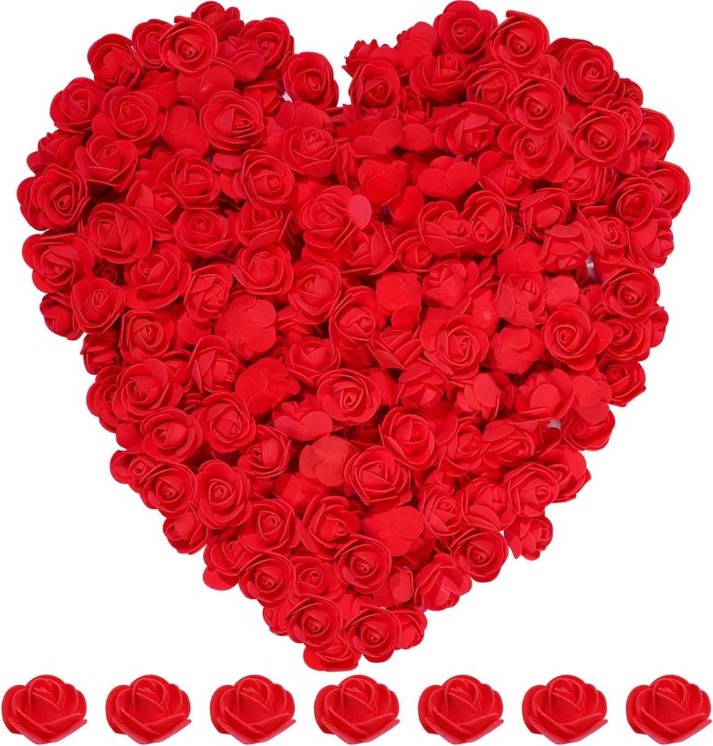 Tongcloud 100pcs Mini Artificial Rose Artificial Fake Rose Head Mini Foam Artificial Rose Head for DIY Crafts Wedding Party Valentine's Day Bouquets Festival Home Decoration(Red, 3.5cm/1.38inches)