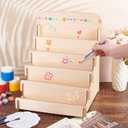 PH PandaHall 5 Tier Greeting Card Display Stand, Wooden Greeting Card Holder Portable Cardboard Sticker Display Stand Retail Display Stand for Cards Stickers Photos Vendor Retail Counter Trade Show