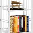 Bookshelf Storage Shelf Small Bookcase Freestanding Storage Stand for Living Room Bedroom, Kitchen, Rust Resistance, Easy Assembly Free Combination Multi-Functional Organizer (4 Tiers, White)