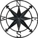 Zeckos Distressed Metal Nautical Compass Rose Wall Dcor - Rustic 20-Inch Diameter Hanging Art with Vintage Black Enamel Finish - Perfect for Indoor and Outdoor Display
