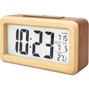 everwood Wooden Digital Battery Operated Alarm Clocks for Bedrooms, Beside, Table, Desk