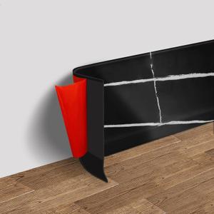 Vinyl Wall Base Baseboard Molding Trim 4" Flexible Self Adhesive Rubber Wall Base Moulding Trim Peel and Stick Design, 4 Inch x 200 Feet, Black Stone Grain