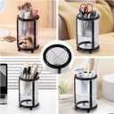 Makeup Brush Holder, 2 Tier Clear Cosmetic Tools Organizer, Round Makeup Organizer for Vanity Countertop (Black)