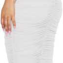 Women's Sexy V Neck Tie Halter Mesh Ruffle Hem Ruched Bodycon Cocktail Party Maxi Dresses (M)