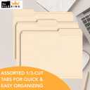 The File King 1/3 Cut File Folders Letter Size - 100 Pack | Manilla Folders 8.5 x 11 | Assorted 3 Tabs | Heavy Duty 11-Point Fiber | Made in USA | Undercut Front Style | Easy Labeling & Organization