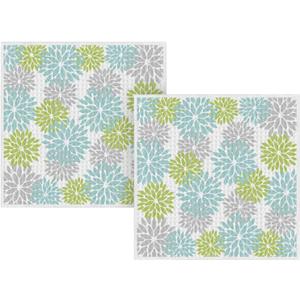 2 x Artoid Mode Light Blue Dahlia Floral Kitchen Dish Cloths, 12x12 Inch Quick Dry Microfiber Dishcloths for Kitchen Premium Dish Rags Set of 2