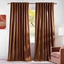 NICETOWN Gold Brown Velvet 90 inch Curtains 2 Panels, Rod Pocket & Back Tab Room Darkneing Window Treatments Thermal Curtains for Living Room/Bedroom, W52 x L90