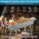 IRONWALLS Portable Charcoal Grill Outdoor Cooking, 32L x 10W Folded Camping Barbecue Grill with Storage Shelf, Metal Kebab Skewers, Rectangular Lamb Skewer Grill for Backyard Party Picnic Travel