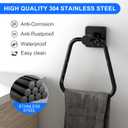 DUKWIN Towel Ring for Bathroom, Matte Black Hand Towel Holder 304 Stainless Steel Towel Racks, Modern Wall-Mounted Towel Hanger for Bathroom, Kitchen