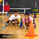 Champion Sports Scooter Board  Choice of Handles or No Handles, Durable Plastic Scooters for Youth Gym & PE Class, Indoor & Outdoor Play, Non-Marring Wheels, Multiple Sizes & Colors (16 Inch (With Handles), Blue)