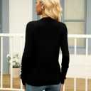Women's Button Down Crew Neck Long Sleeve Lightweight Soft Knit Basic Casual Classic Fit Cardigan Sweaters (Black, XL)