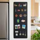 Travel Magnetic Board for Wall: Solution for Non-Magnetic Fridge | 27.6"x 11.8" Matte Black Metal Display Panel for Souvenir Magnets & Photos - Narrow Kitchen Wall Decor for Travelers