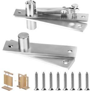 Zxfuture Door Pivot Hinges Heavy Duty Pivot Hinge for Wood Door, Stainless Steel Hidden Door Hinge for Secret Door, with 360 Degree Rotation, Invisible Pivot Door Hardware for Bookshelf.