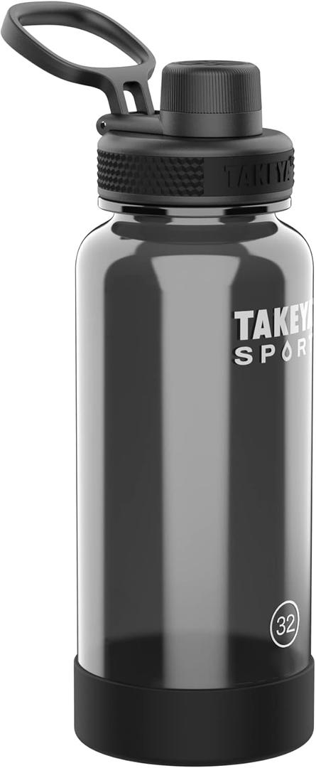 Takeya Tritan Sport Water Bottle with Spout Lid - BPA-Free & Dishwasher-Safe Water Bottle - Reusable Bottle with Lid Handle - Simple Leak-Proof Water Bottle - 32 oz, Grand Slam Black