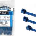 Kable Kontrol Metal Detectable Blue Zip Ties 100 Pcs 8 Inch, 50 Lbs Tensile Strength, Iron Infused Self-Locking Industrial Cable Ties