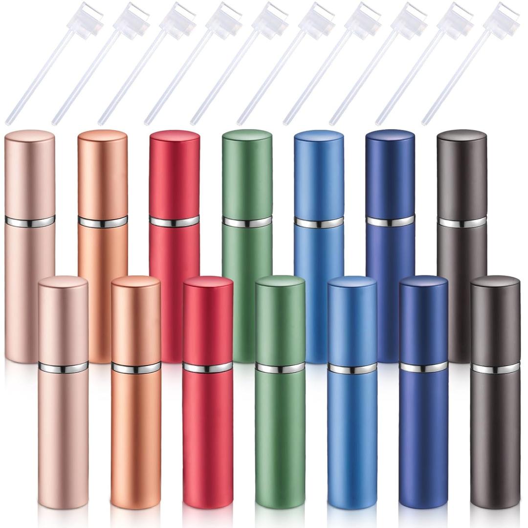 Boao 14 Pcs 5 ml Perfume Travel Refillable Atomizer Morandi Mini Fragrance Sample Cologne Dispenser Glass Lined Portable with Refill Pump Perfume Spray Bottle for Women Men Outgoing Traveling