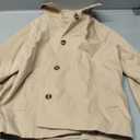 Womens Short Plaid Trench Coat Lapel Button Down Jacket with Pocket (Small, Khaki)