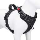 PHOEPET No Pull Dog Harnesses for Dogs Reflective Adjustable Front Clip Vest with Handle 2 Metal Rings 3 Buckles [Easy to Put on & Take Off](XS, Black)