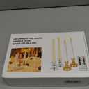 6PCS Christmas Window Candles with Timer, Led Flickering Flameless Candles with Remote, Battery Operated Taper Candles Provide Realistic Warm Lights for Home Party Holiday (White Candles - 7.9 Inch with Gold Holders - 6 Pack)