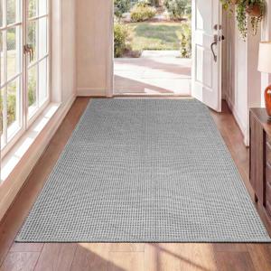 3x5 Rugs for Entryway, Woven Indoor Washable Door Mat, Non Slip Boho Small Rug for Kitchen, Soft Low Pile, Front Door Area Rug for Entrance, Living Room, Bedroom, Laundry, Bathroom  (Grey)