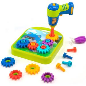 Educational Insights Design & Drill Gears Workshop - Construction Toys & Toddler Tools, Kids Tool Set with Real Electric Drill Toy, Take Apart STEM Set, Building Kits and Gifts for Ages 3+