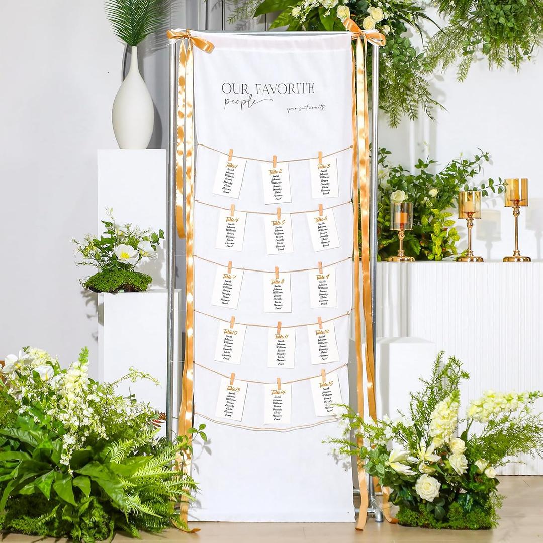 Wedding Seating Chart Board Display 76"x24" Linen Fabric Wedding Seating Chart for Reception Welcome Please Find Your Seat Sign Rustic Farmhouse Decor for Garden Ceremony Reception Display Outdoor