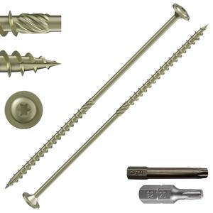 Wensilon (2 lbs)#14 x 10 Yellow Lag Screws, Structural Wood Screw, Heavy Duty Construction Screw, Rust Resistant, Washer Head, Black Coated Exterior Wood Screws, Star Drive with Bit