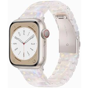V-MORO Resin Band Compatible with Apple Watch Series 7/8/9/10 41mm/40mm/38mm/42mm Fashion Cute Strap for iWatch Series 6/5/4/3/2/1/SE/SE 2 Lightweight Bracelet Wristband Women(Classic Aurora -Starlight)
