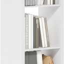 Furinno Cubicle Book Shelf, Vertical 4-Cube Bookshelf, Extra Thick Frame Horizontally & Vertically Reversible Bookcase with Open Back, 14.6" x 16" x 58", for Living Room, Bedroom, Home Office, White