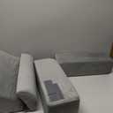 ENITYA Reading Pillow for Sitting in Bed Adult, 19" Back Support Pillow for Bed Sitting up, Backrest Cushion for Reclining,Gaming,Resting,Watching TV in Couch or Floor, Wedge with Arms, Medium(Grey)